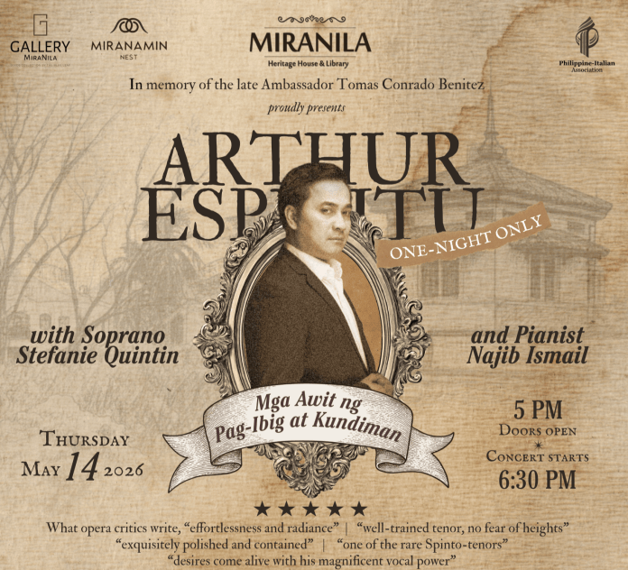 Arthur Espiritu first-ever all kundiman concert